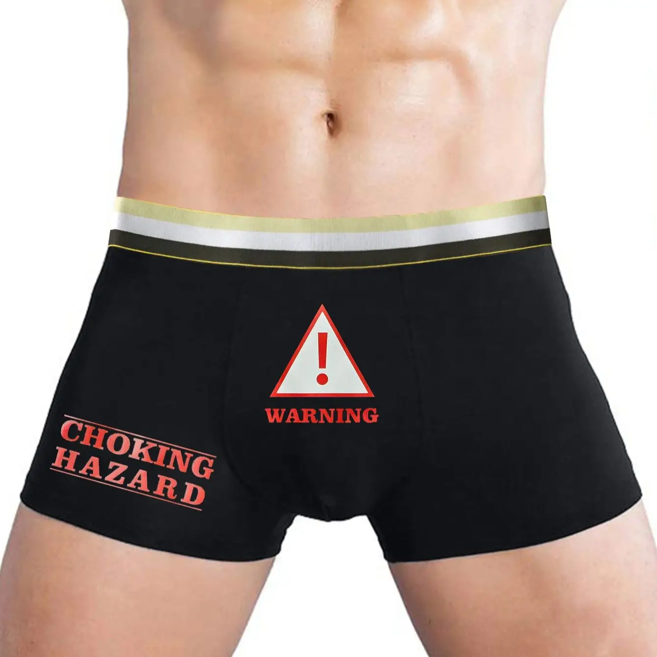 Men Sexy Underpants with Rub Me Hot Stuff Print Underwear Breathable Boxer Briefs Short