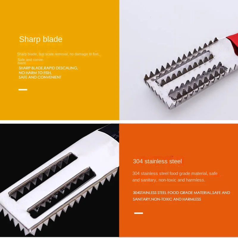 Portable Manual Fish Scaler Remover Cleaner Fishing Scalers Clean Battery Descaler Scraper Stainless Seafood Knif Tools Kitchen