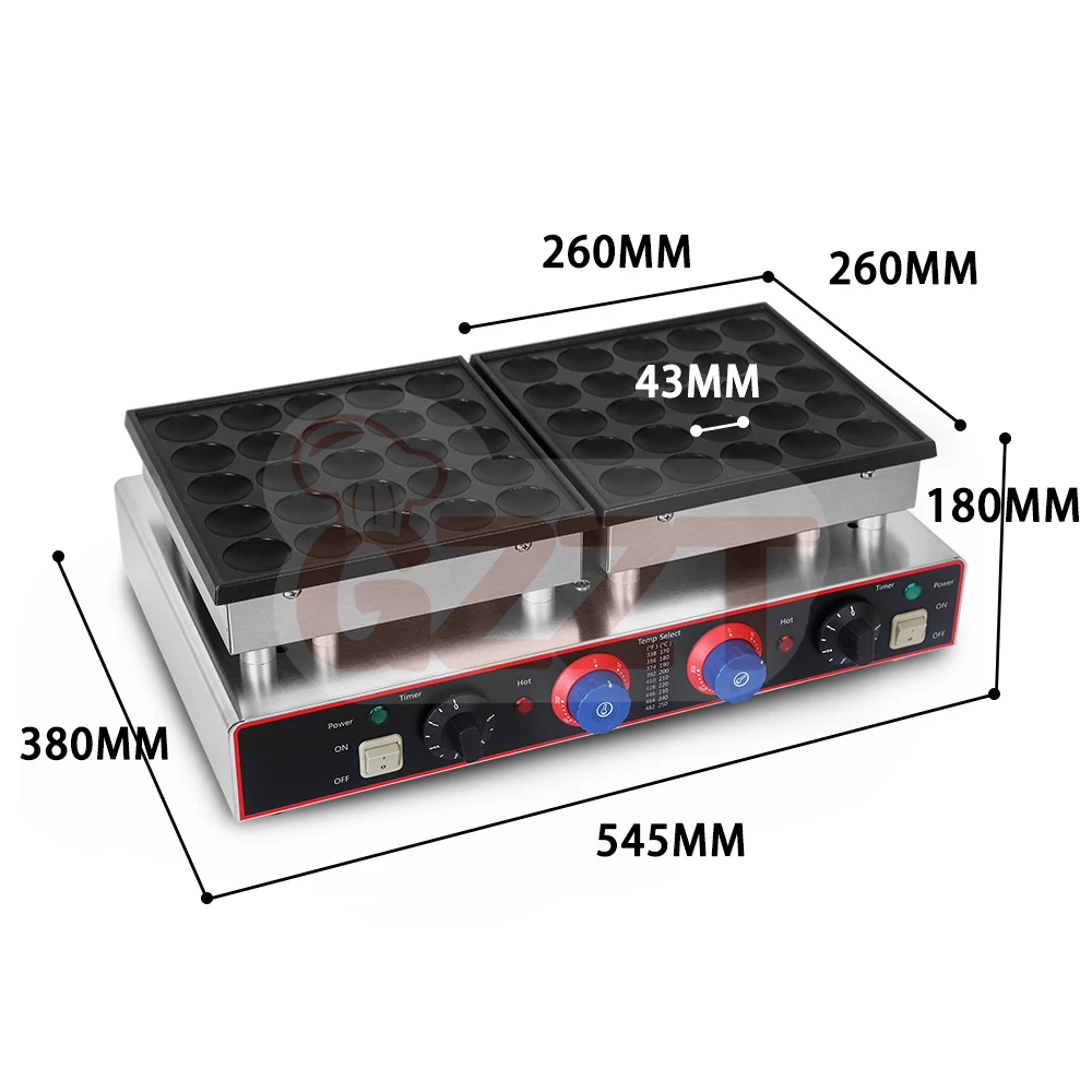 ITOP 50 otworów Gofrownica ze stali nierdzewnej 1600 W Regulowana temperatura 50-300 ° C 0-5min Timer Maszyna do przekąsek z powłoką