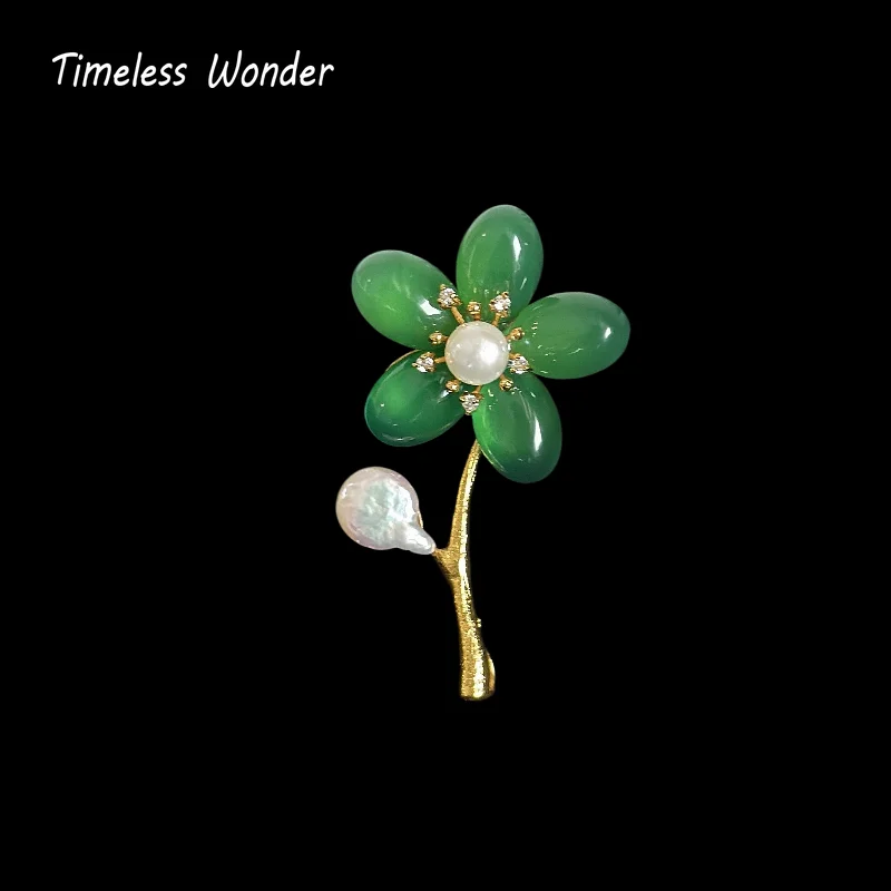 

Timeless Wonder Fancy Natural Pearl Stone Floral Brooch Pins Women Designer Jewelry Top Gift Trendy Chinese Style Rare Mix 5285