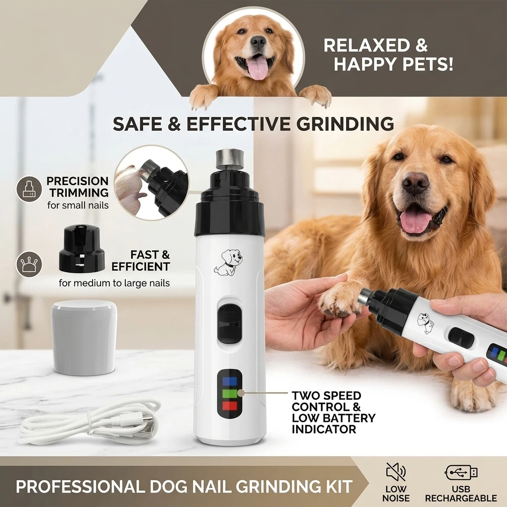 Electric Pet Nail Clippers USB Rechargeable Dog Nail Grinder Portable Small Dog Cat Nail Pet Grooming Tool For Cat Big And Small