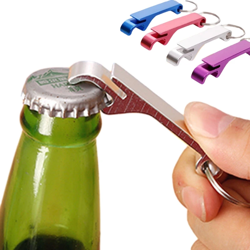 Multifunctional Aluminum Alloy Bottle Opener Beer Keychain Ring Advertising Promotion Small Gift Portable Kitchen Accessories