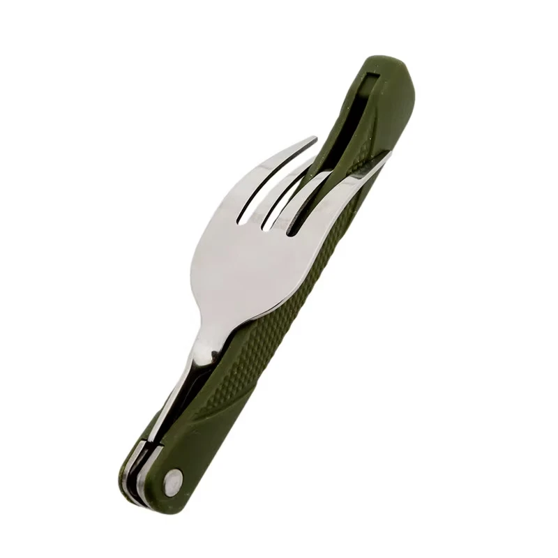 Utensilios de cocina largos, mochila, tenedor deportivo, cuchillo plegable de acero inoxidable, juego de utensilios y cucharas, Combo, cubiertos para campamento de Picnic, vajilla