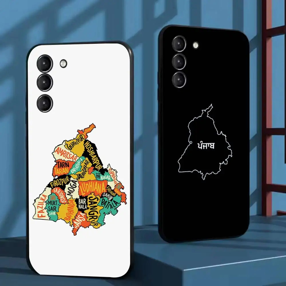

State India Punjab MAP Phone Case For Samsung Galaxy A73,72,51,53,52,71,22,5G,Note,J7,8,9 Soft Black Cover