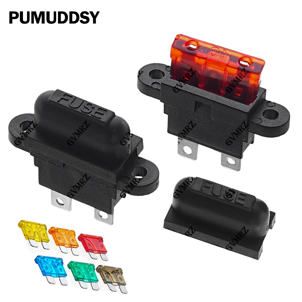 5PCS 15A 20A 25A 10A 30A 35A 40A 50A Waterproof Auto Standard Middle Fuse Holder + 1-50A Car Boat Truck ATC ATO Blade Fuse 3A 5A