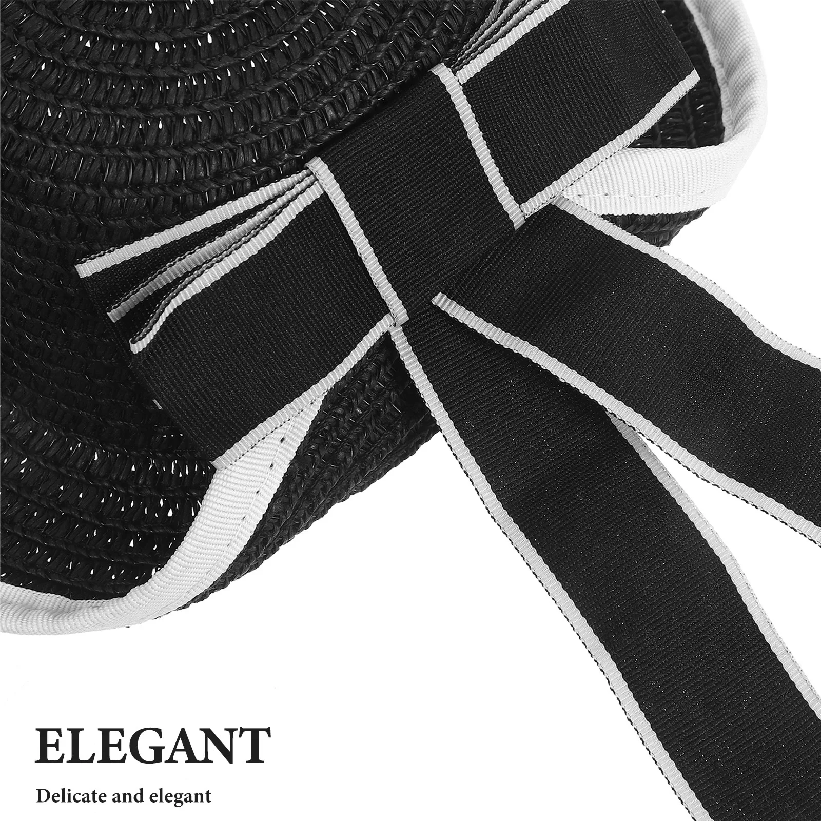 หมวกฟางจิ๋วพร้อมริบบิ้นลูกไม้ เนื้อสัมผัสสมจริง สำหรับตกแต่งบ้านตุ๊กตา งานประดิษฐ์ ของตกแต่งขนาดเล็ก