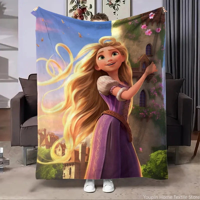 

Disney Rapunzel Princess Flannel Kid Adult Blanket Cartoon Cute Plush for Home Bedroom Sofa Bed Picnic Office Cover Soft Blanket