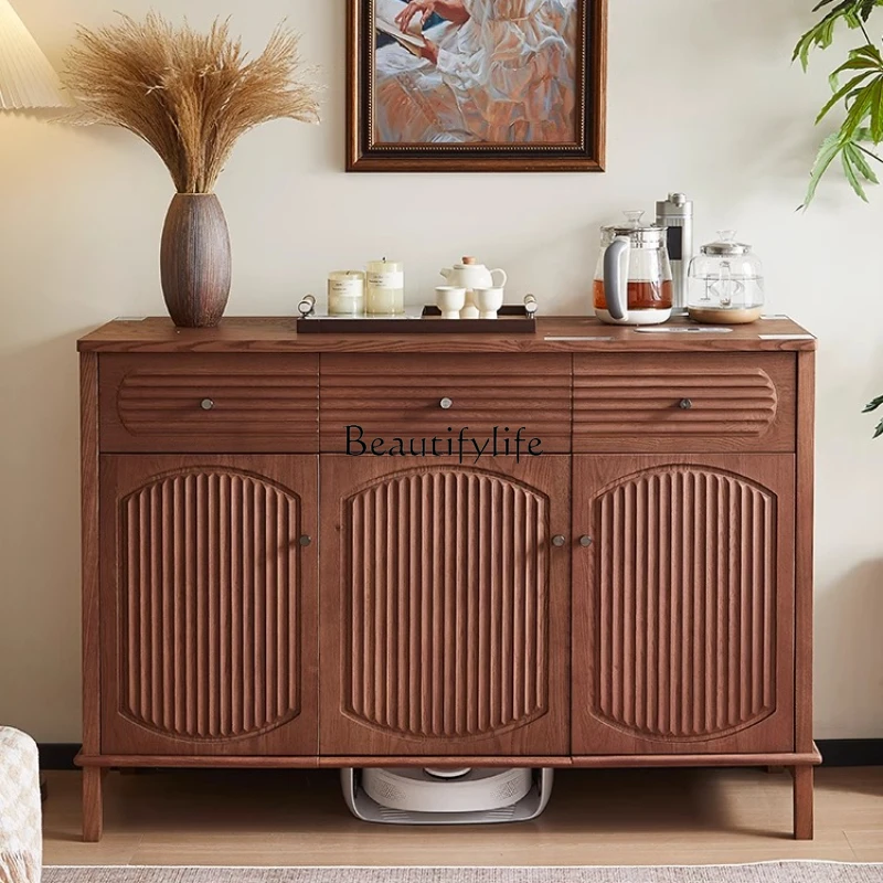 

Chinese retro solid wood smart tea bar machine integrated cabinet, water dispenser, side cabinet, household sweeping robot