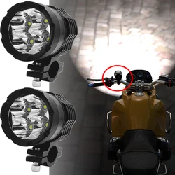 1/2pcs 60W Motorcycle Headlights Auxiliary Lamp Led Motorbike Spotlight 12V Universal Moto Spot Head Lights Motorcycle Headlight