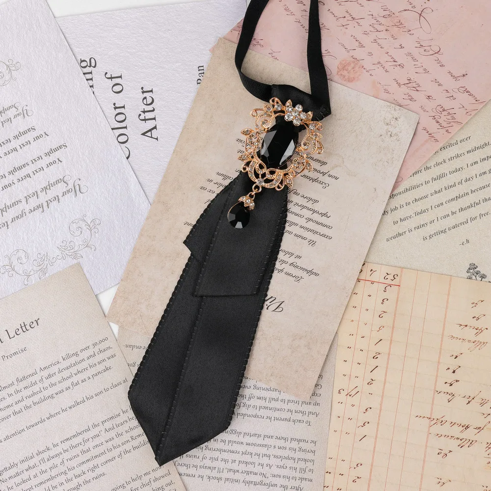 Fabric Bow Tie Rhinestones Shirt Decorative Accessory College Style British Korean Collar Pins Necktie for Women and Men Jewelry - Image 4