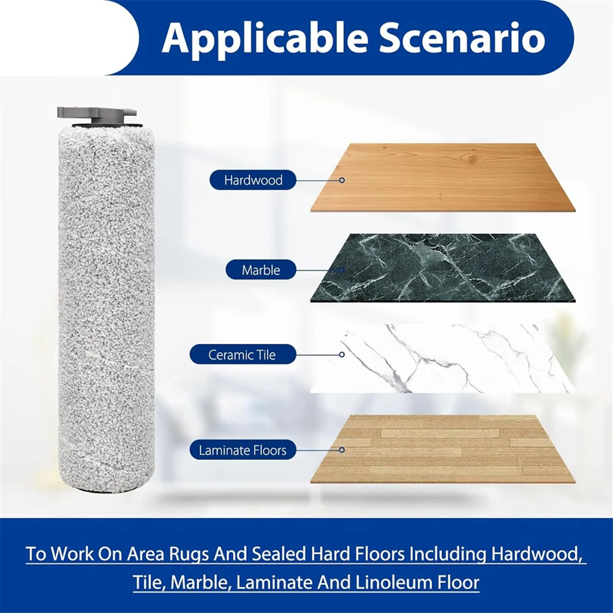 FNJK-2Pcs HF3 cepillo de rodillo apto para aspiradora inalámbrica en húmedo/seco Bissell Crosswave HF3 y fregona 3649A
