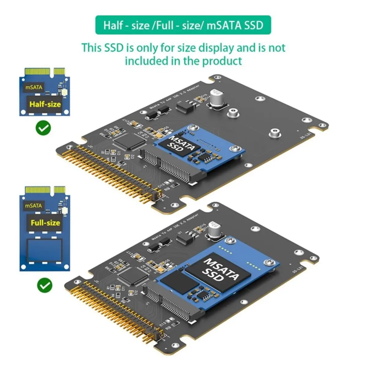 618 Mega Sale MSATA Mini-SATA SSD to IDE ATA 44Pin Adapter Card for PC Laptop