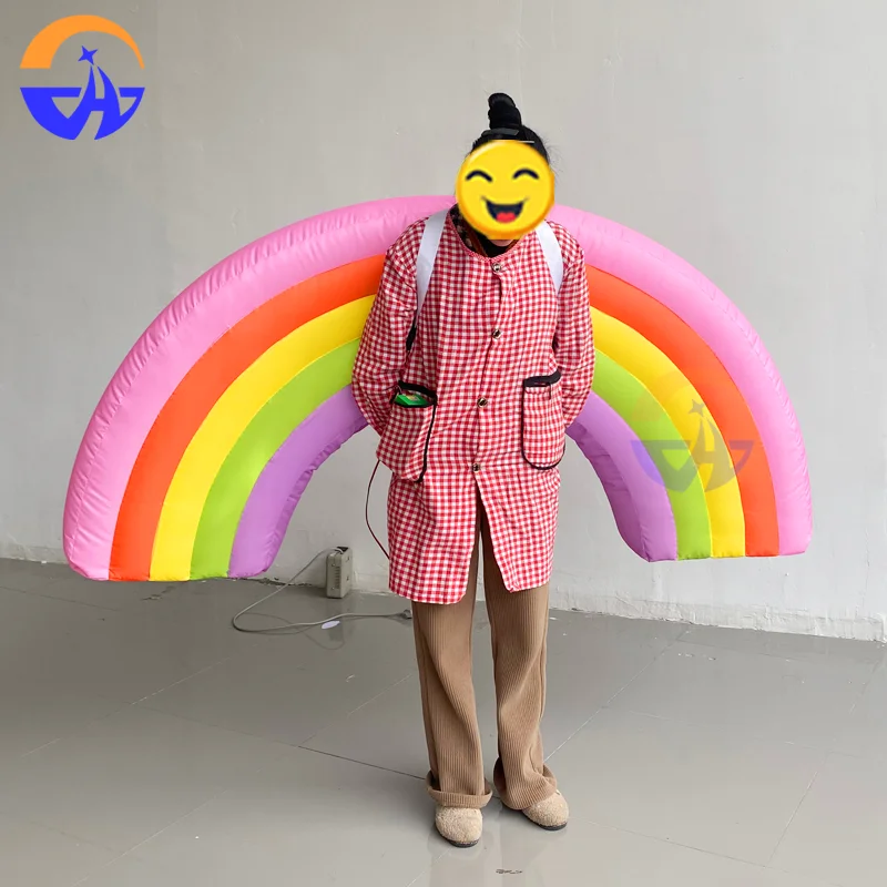 Inflatable Rainbow Backpack Costume Interactive Prop for Carnival Parades, Amusement Park Performances Outdoor Activities