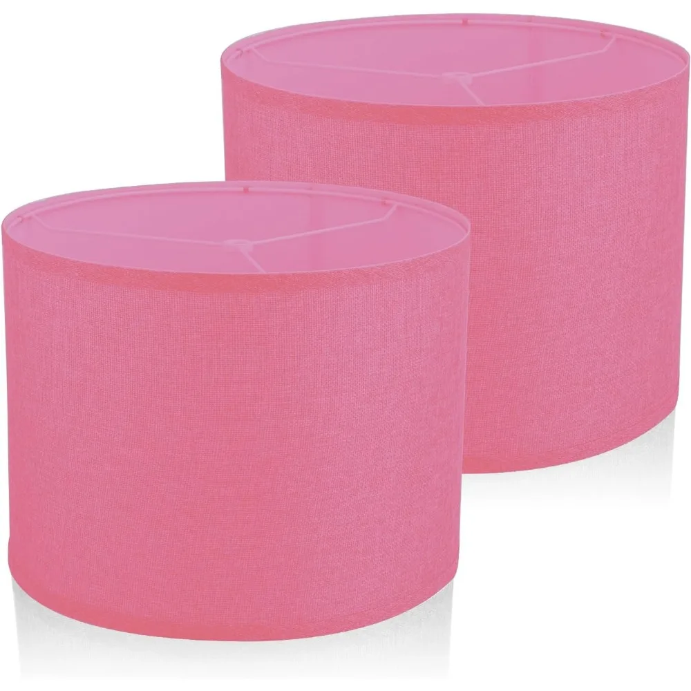 

lampshades set of 2, natural linen lampshades(spider) 13" top x 13" bottom x 10" high, easy assembly fabric lampshades for table