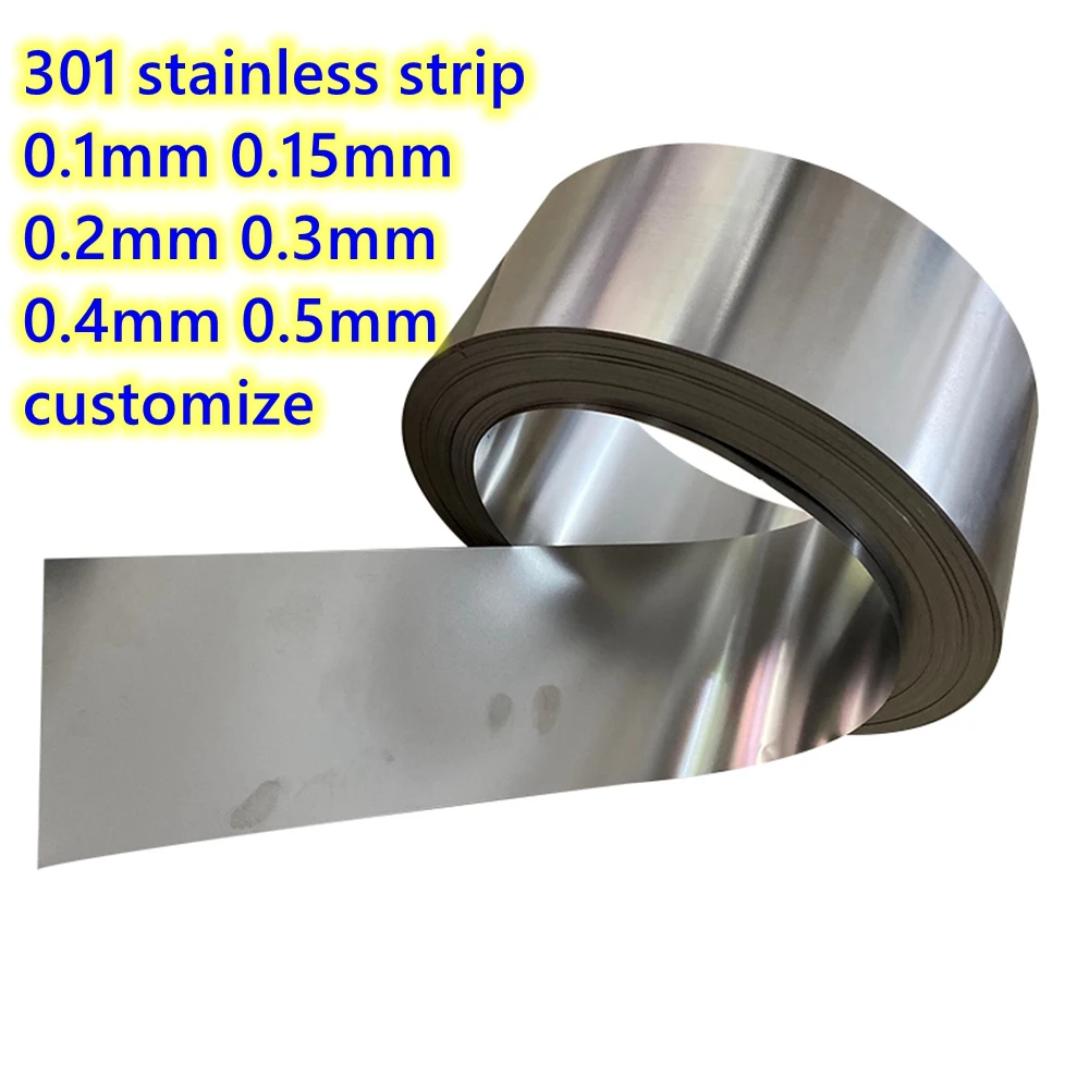 High Elasticity 301 Stainless Steel Narrow Foil Strip Roll Length 5M Width 5mm 10mm 20mm Thick 0.1/0.15/0.2/0.3/0.4/0.5mm