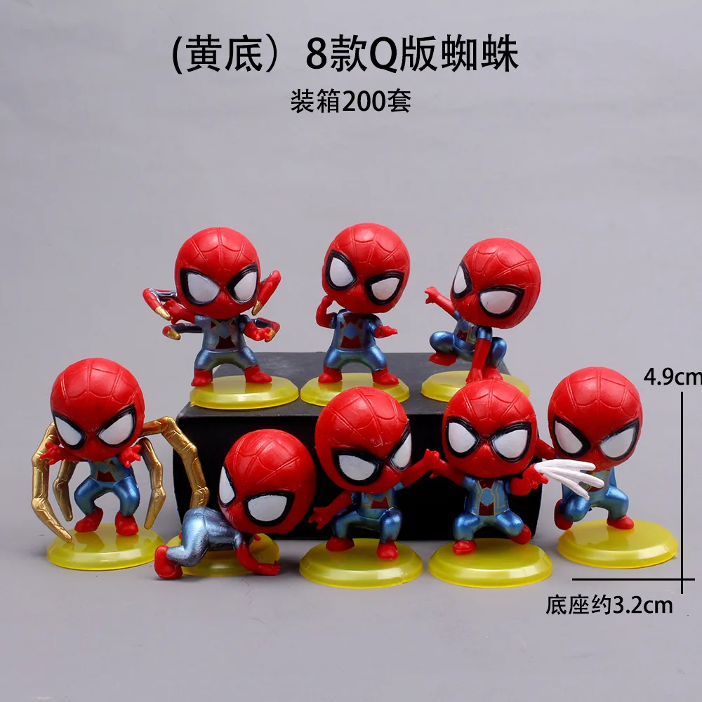 8Pcs Marvel The Avengers SuperHero Spiderman PVC Toys Spider Man Figure Model Collection Ornaments Kids Birthday Cake Decoration