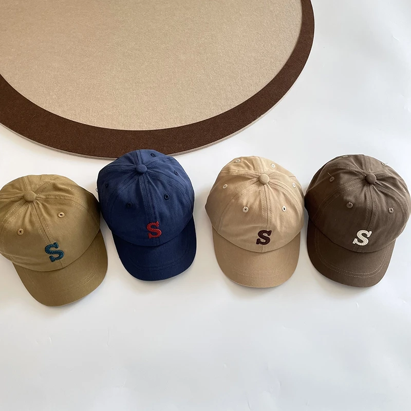 

Child Hats Kids Baseball Cap Solid Color Letter S Sun Hat Spring Summer Boys Girls Toddler Peaked Caps Bones Adjustable