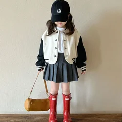 2023 Autumn New Children's Wear Girls' Short Baseball Coat Baby Casual Combination Coat Kids Jackets for Girls