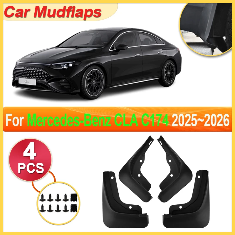 

For Mercedes Benz CLA C174 Accessories 2025 2026 Car Mudguard Part Mudflap Tool Splash Fender Flare Cover Guard Auto Mud Protect