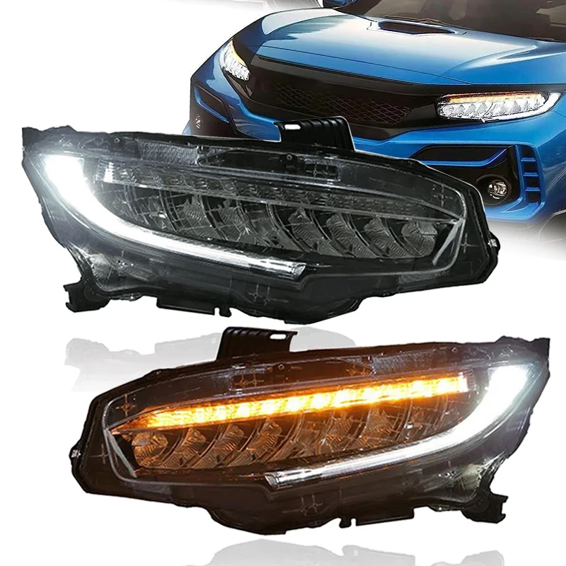 LED Headlight For Honda Civic 10TH Gen 2016-2021 StartUp Sedan Coupe Hatchback Type R Breathing Lighting Switchback Turn Signal