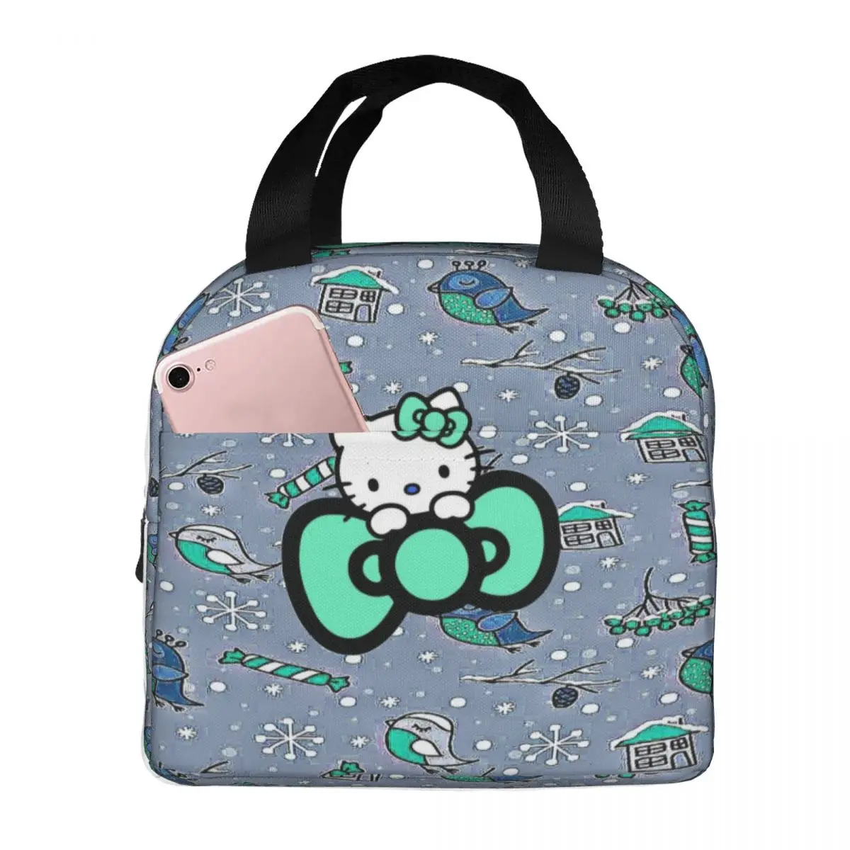 

Hellokitty Lunch Bag Portable Insulated Lunch Box Picnic Graphic Cooler Bag Cute Oxford Thermal Tote Handbags