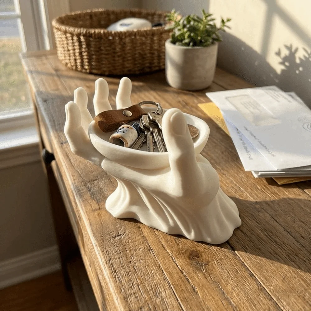 Creative Open Palm Palm Jewelry Storage Tray 3D Printed Plastic Hand Sculpture Multi-purpose Desktop Storage Tray Desktop