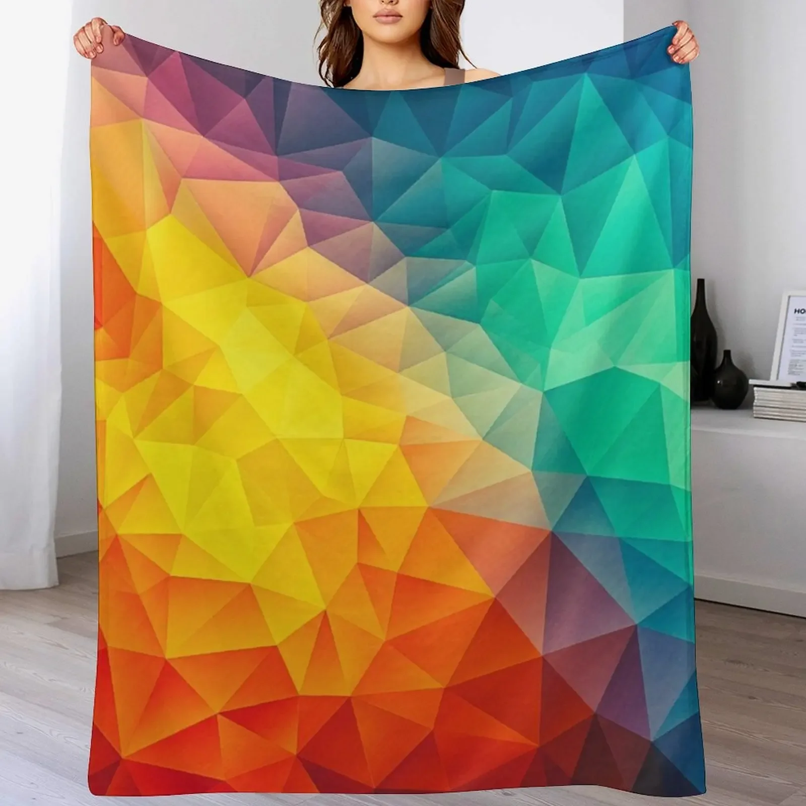 Abstract Multi Color Cubizm Painting Throw Blanket Luxury St Thin Flannel Blankets