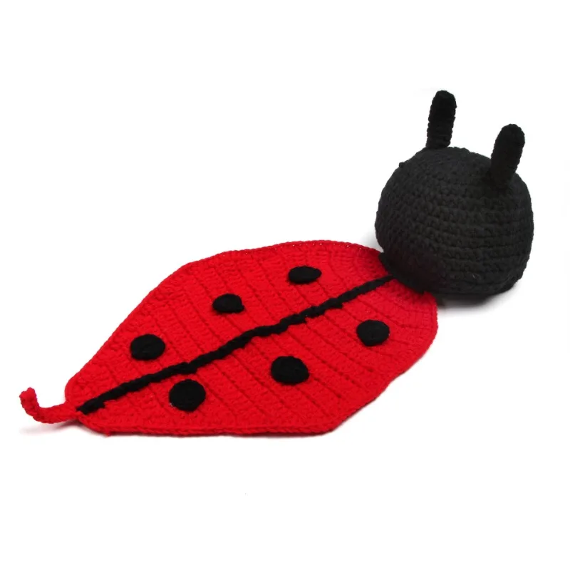 Newborns Photography Clothing Ladybug Handmade Hook Knitted Photography Props Hundred Day Baby Versatile Photography Clothing