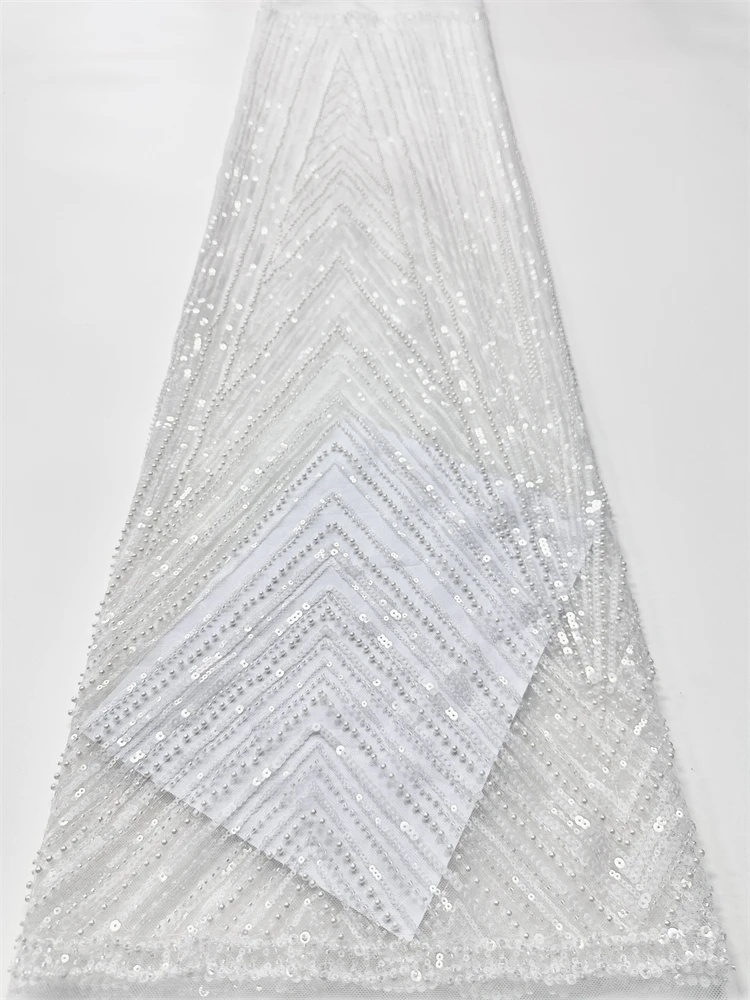 2025 فاخر الأفريقي الترتر مطرز أقمشة الدانتيل عالية الجودة العريس النيجيري الزفاف الزفاف التطريز الفرنسية تول الخياطة