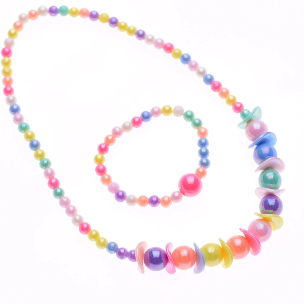 

3 Sets Children's Necklace Bracelet Jewelry Ornament Colorful Creative Beads Bracelets