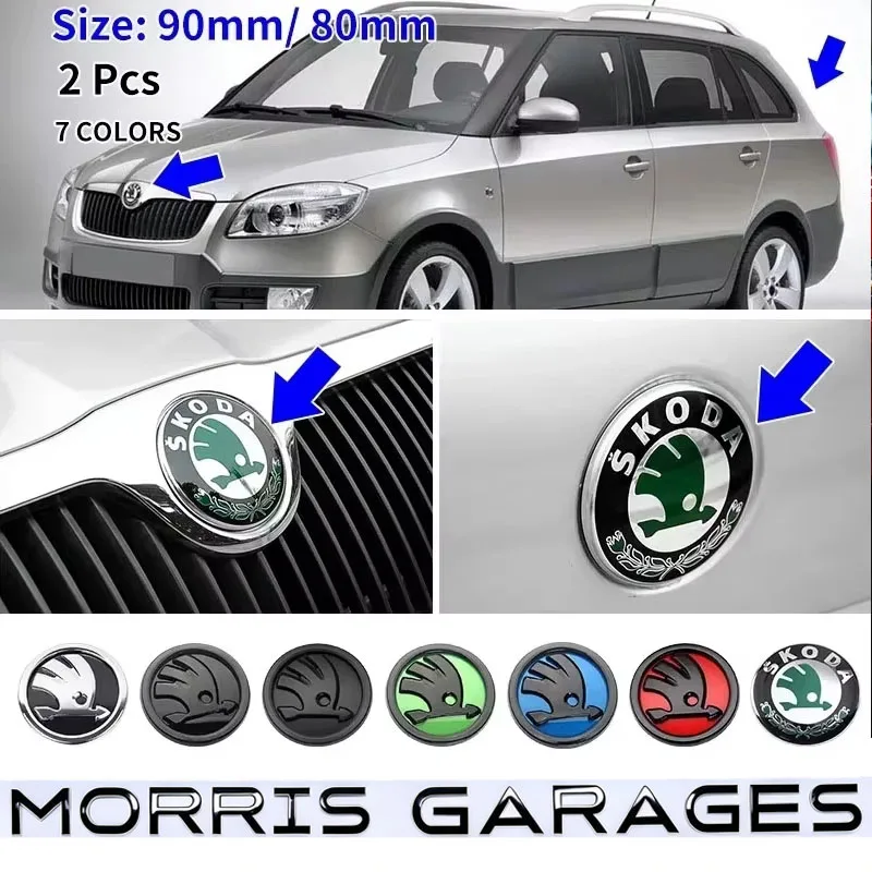 Naklejka z emblematem na tylne drzwi bagażnika samochodu, 80 mm/90 mm, naklejki z emblematem na przednią część nadwozia, przeznaczone do modeli Skoda Fabia, Octavia, Superb, Rapid, Yeti, Karoq,