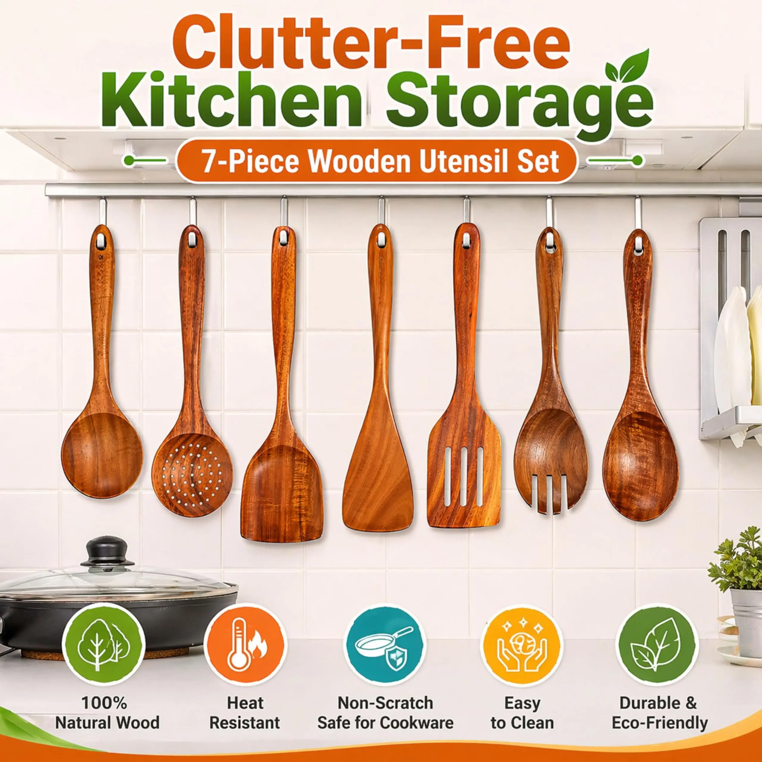Wood Kitchen Utensil set 6–16 Pieces Teak Wood Kitchen Utensil Set,Heavy Weight wooden spoons