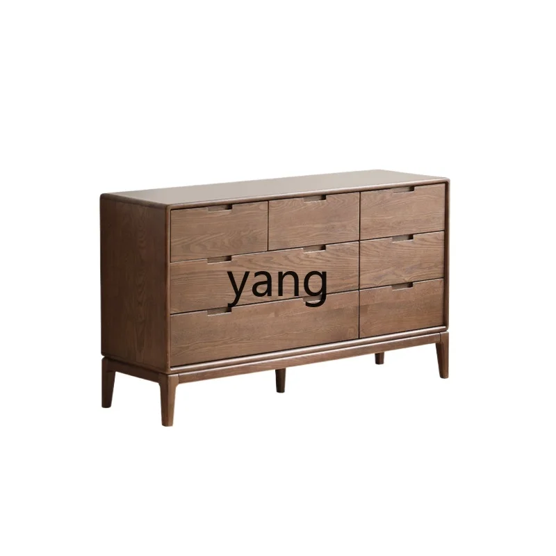 

LTT all solid wood seven chest cabinet bedroom storage cabinet against the wall black walnut storage cabinet