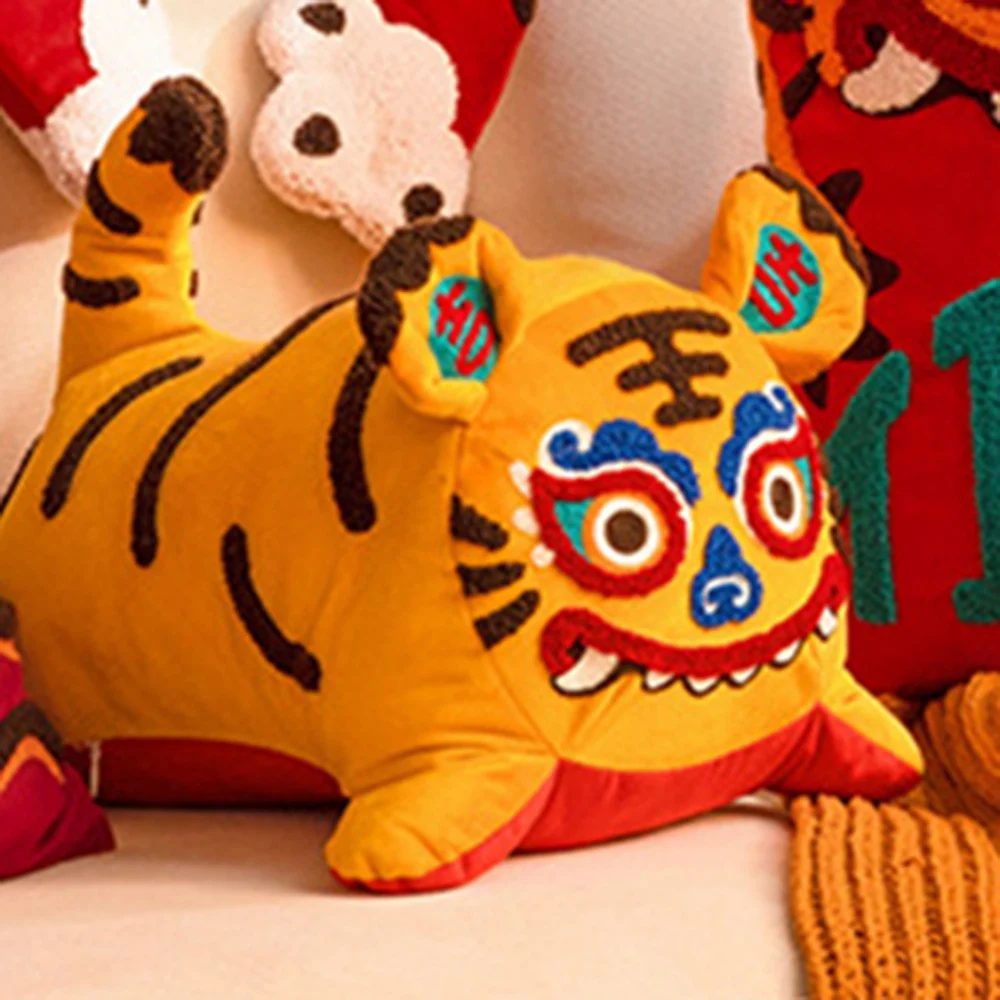 ABJT-Tiger Pillow New Year Gift Of The Year Of The Tiger Zodiac Year Living Room Sofa New Chinese Pillow 5