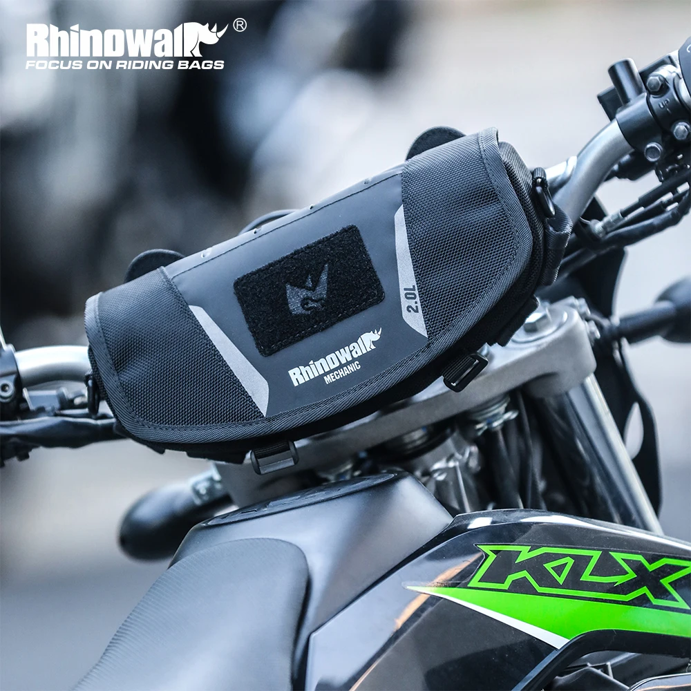 Rhinowalk Motorcycle Handlebar Bag Comes With Rain Cover Single-Handed Operation 2L Crossbody Bag Fits Phone Action Camera Etc.
