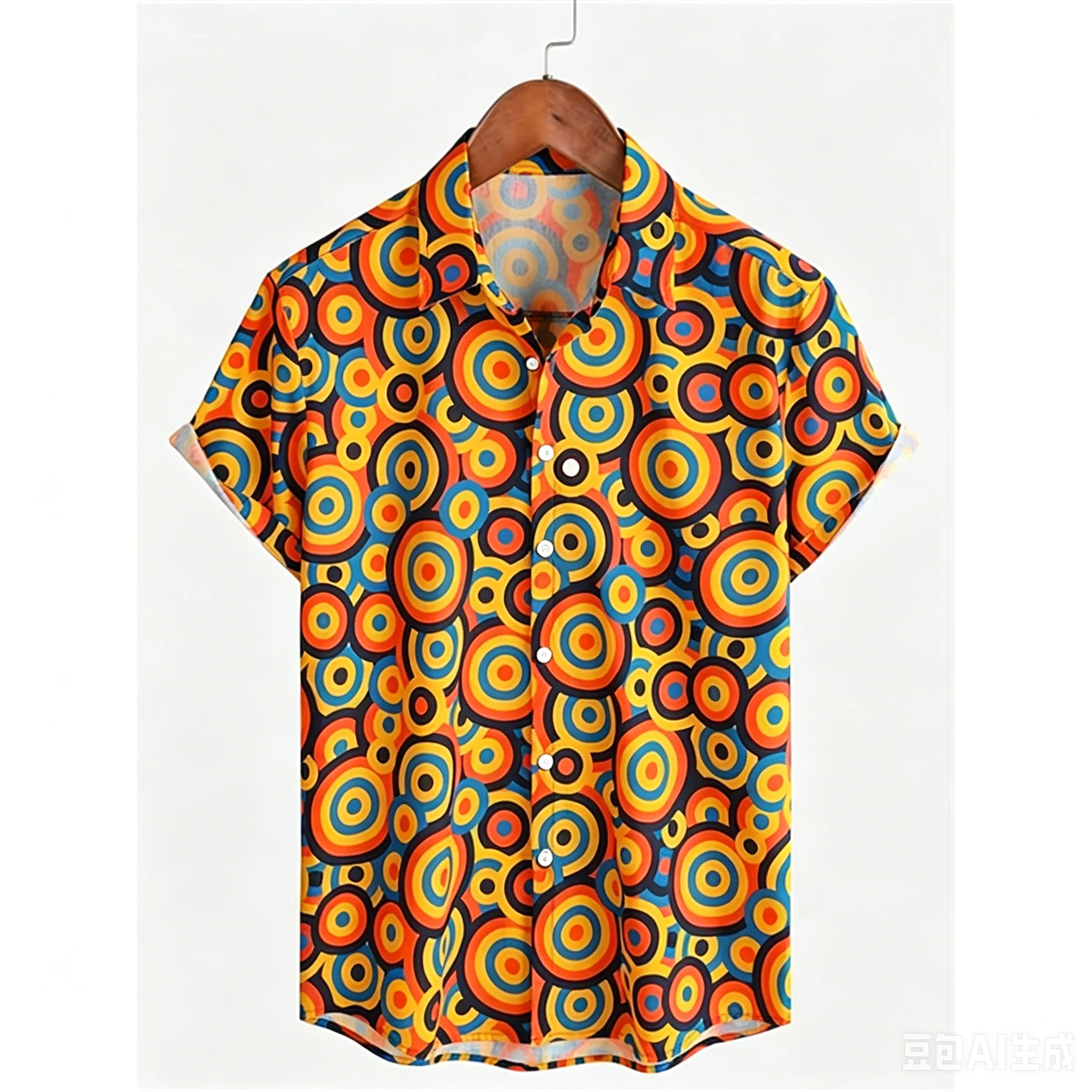Men'S Fashion 70S - 레트로 클래식 70년대 패턴 프린트 반팔