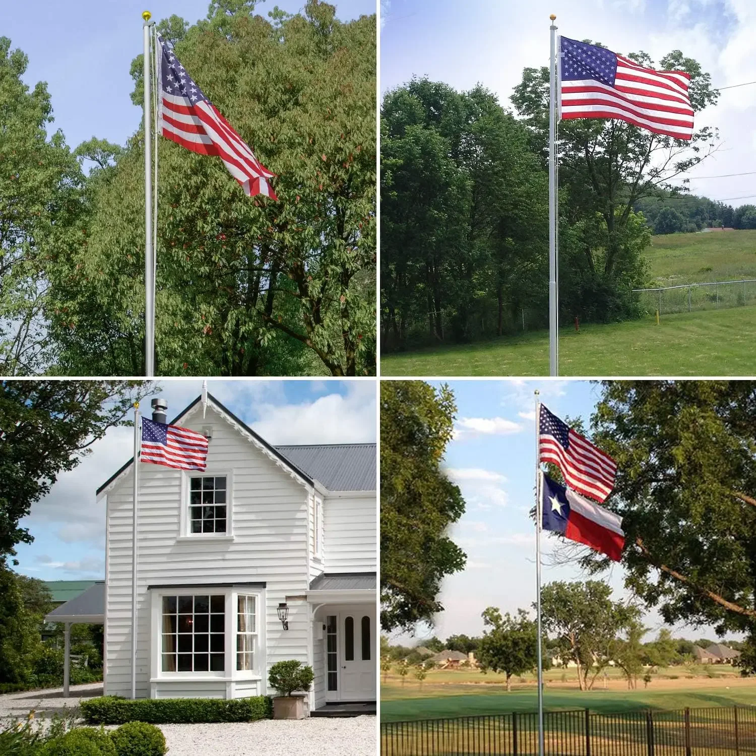 20FT Sectional Flag Pole Kit, 14 Gauge Extra Thick Heavy Duty Aluminum Outdoor In ground Flagpole for Residential