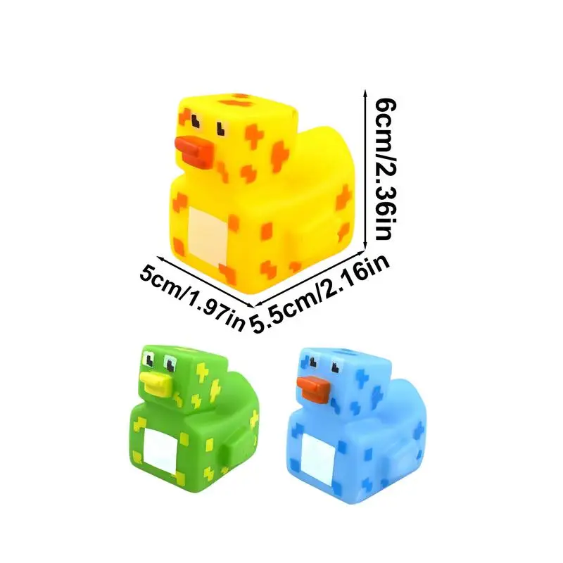 Duck Bath Tub Toys Robot Rubber Ducks Mini Duckie Toys For Bath Pool Assorted Colors Pixelated Design For Carnival Supplies