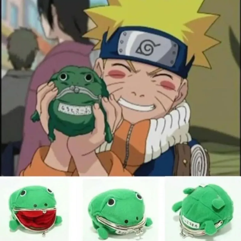 Naruto Anime Wallet Green Frog Naruto Wallet Role-Playing Plush Wallet Accessories Boy Toy Gifts