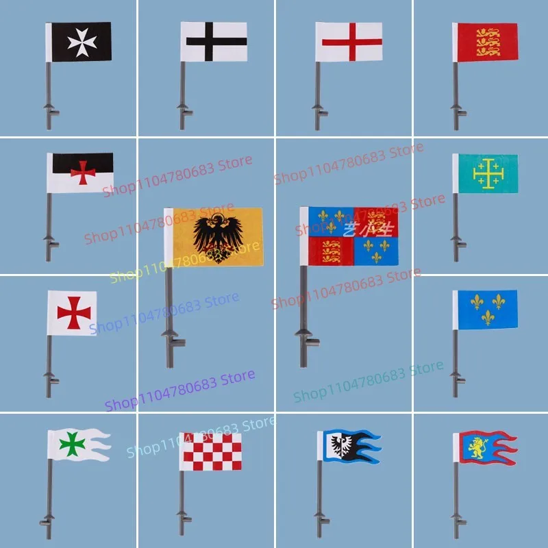 MOC Building Blocks Military Ancient Roman Knight Flag Accessories Drone Computer Toys Holiday Gifts Collectibles