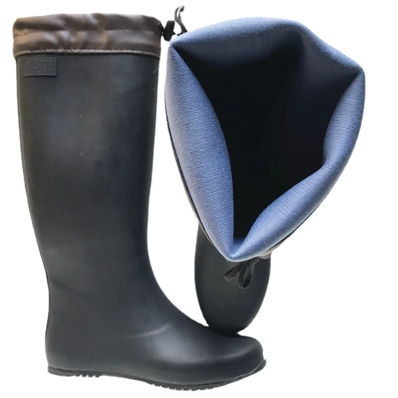 Botas de lluvia suaves plegables para adultos, zapatos de lluvia Ultra altos, botas de agua de goma ligeras, moda para pesca, lavado de autos a