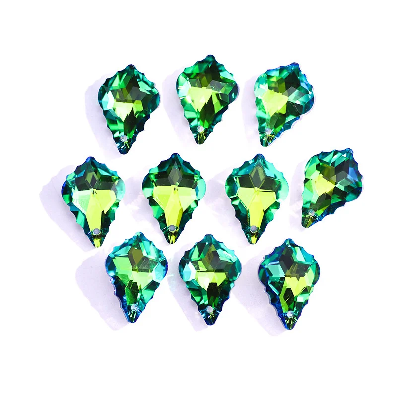 22mm Single Hole Charms Crystal Baroque Pendants Maple Leaf Shape Glass Beads For Jewelry Making Necklace Earrings DIY