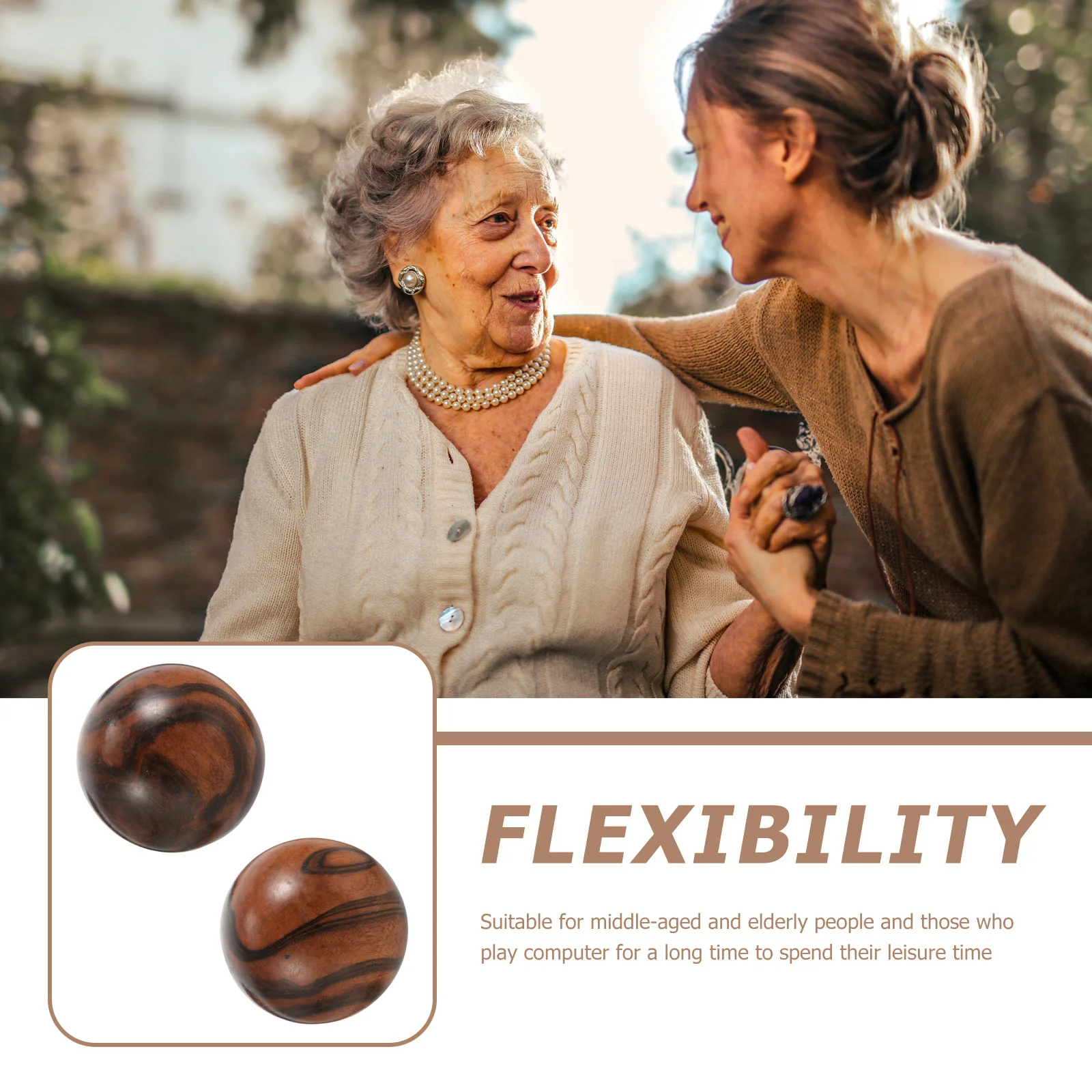 2 Pcs Wooden Playset Fitness Golfer Spins The Ball Acupoint Massage Balls for Exercise Gym Elderly Handheld