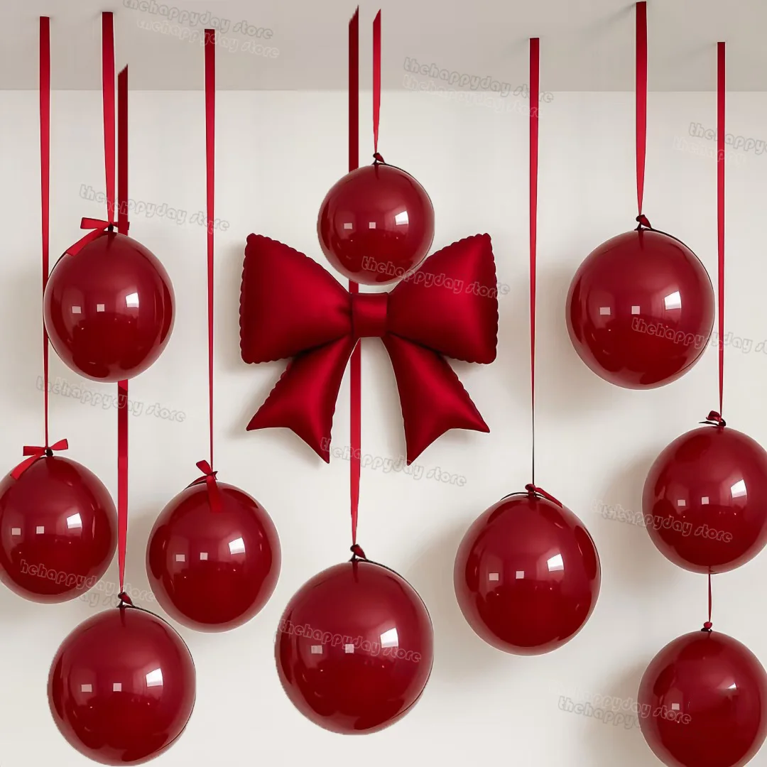 10Pcs Hanging Round Balloons 10/18'' Red Gold Latex Balloons for Wedding Birthday Xmas Valentine's Day Helium Air Globos