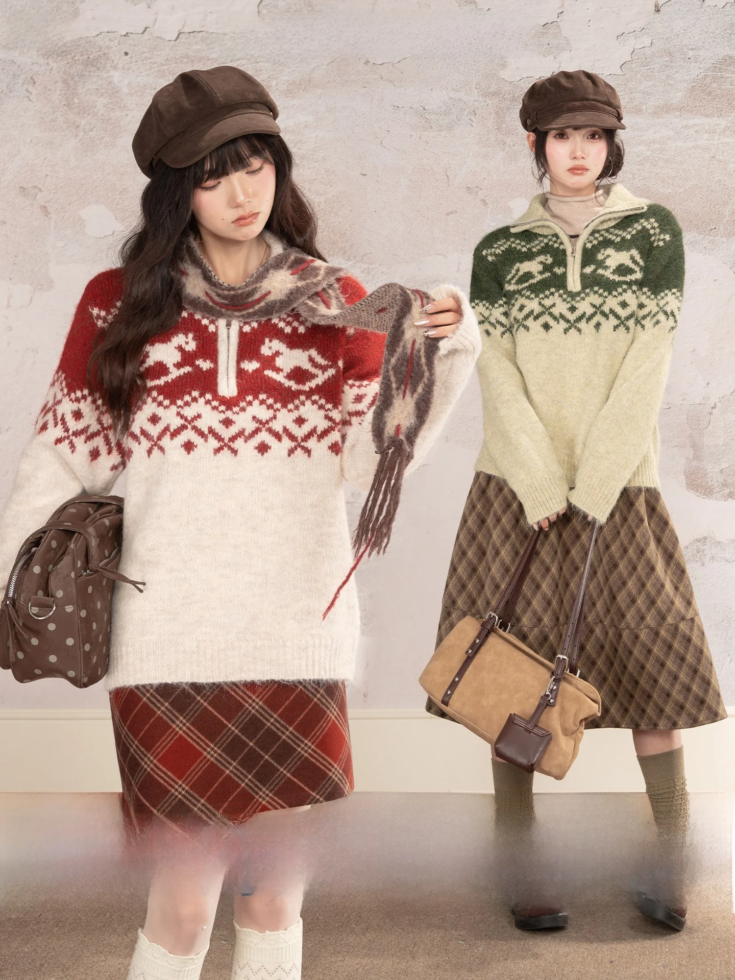 

Heynew Casual Loose Long Sve Knitted Sweater Women's Winter Faion Embroidery Stand Collar Top for Commute