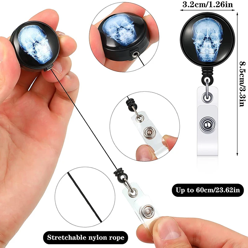 Creative Retractable X-Ray Badge Reel Radiology Badge Reel Holder Badge Reel Nurse Doctor Student Card Reel Clip Office Supplies