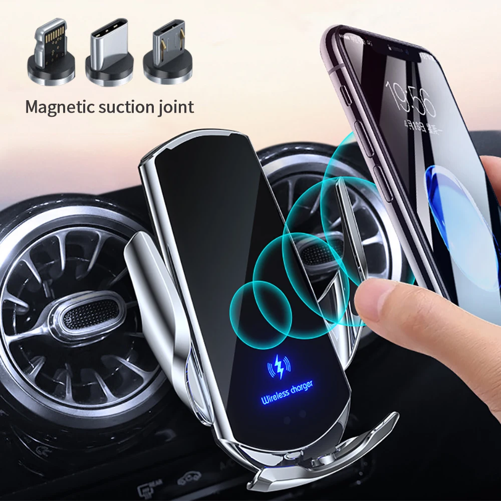 Q3 Car Wireless Charger Magnetic Car Phone Holder for iPhone Xiaomi IR Sensing 15W Fast Charging Station Car Navigation Stand