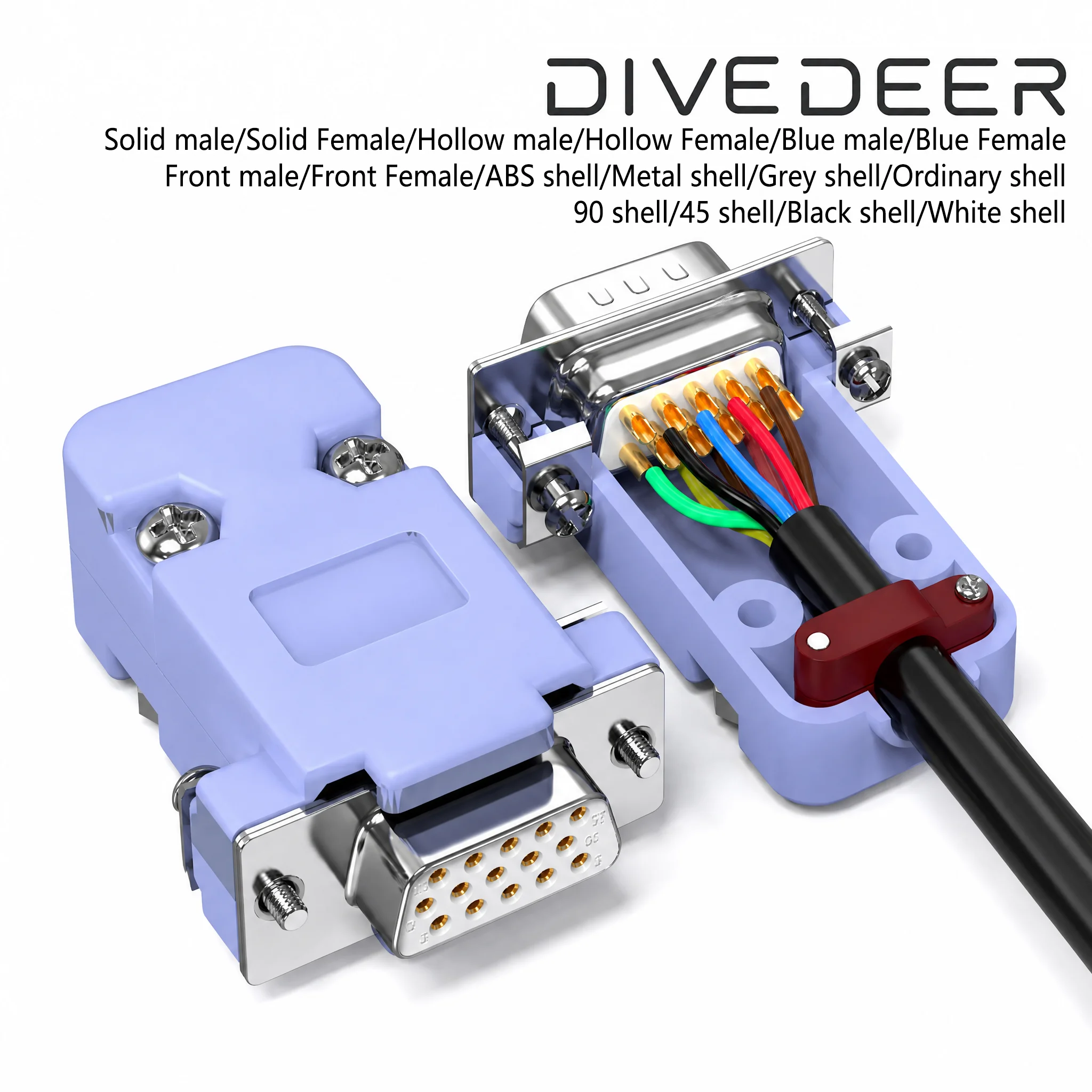 DB9 Plug DP15 Plastic Housing Serial Port Plug Male/Female Solder-On 9-Pin Screw-Terminal Connector Solder-On DIY Adapter