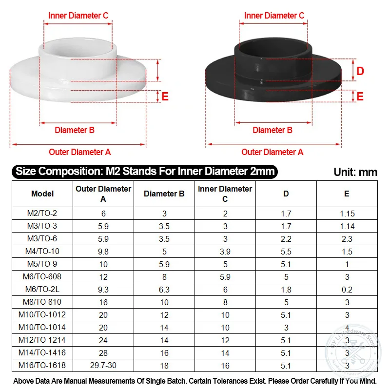 Black White Nylon T-Shape Stepped Washer PA66 Transistor Insulating Pellet Bushings M3-M16 Wear-Resistant Screw Sleeve Fasteners