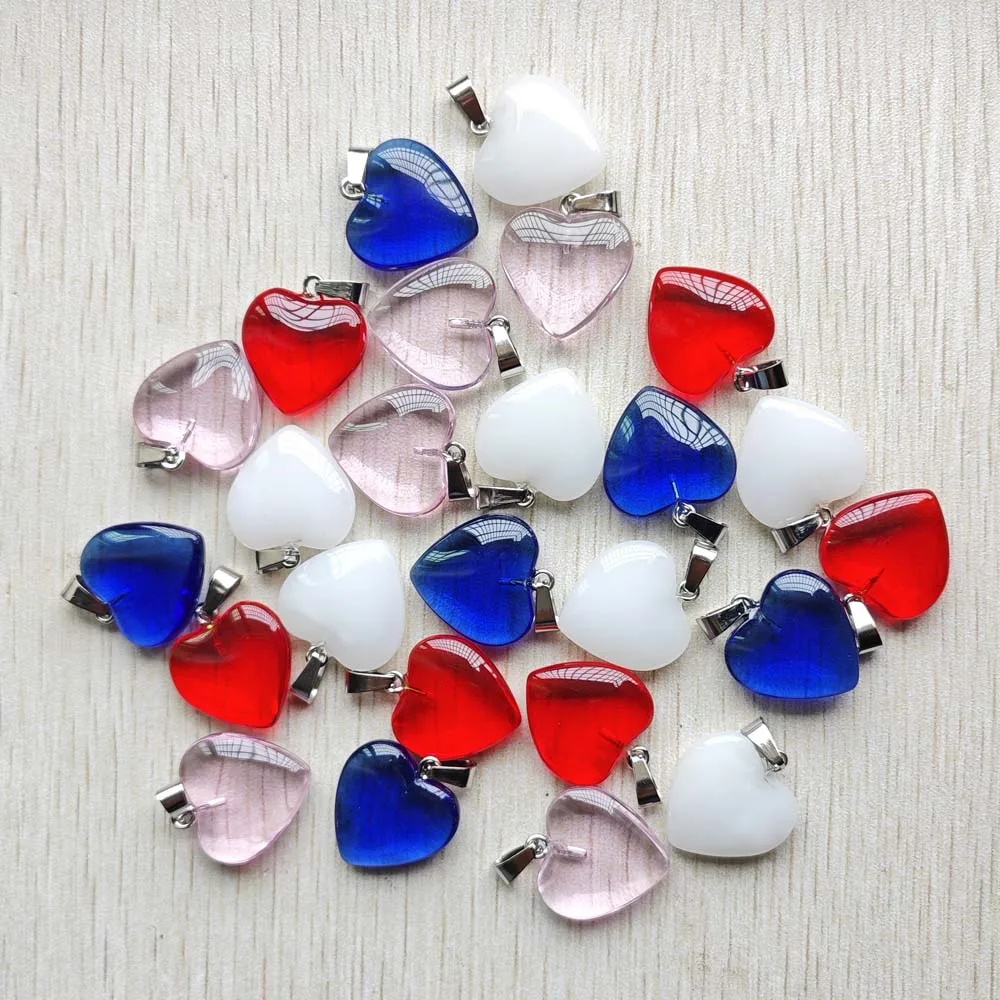 20mm heart good quality mix glass pendants charms for diy jewelry Accessories making Wholesale 25pcs/lot fast shipping